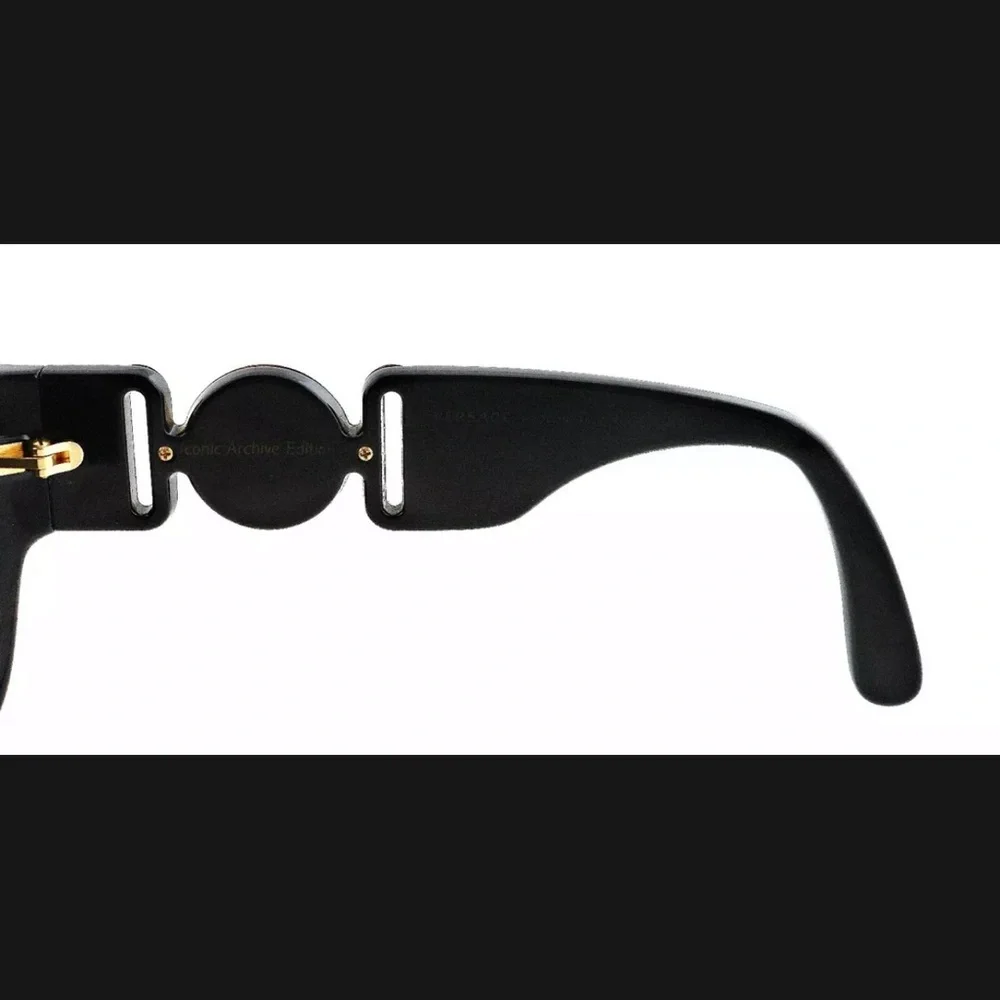 Versace Black Sunglasses with Gold Medallion Temple NWT